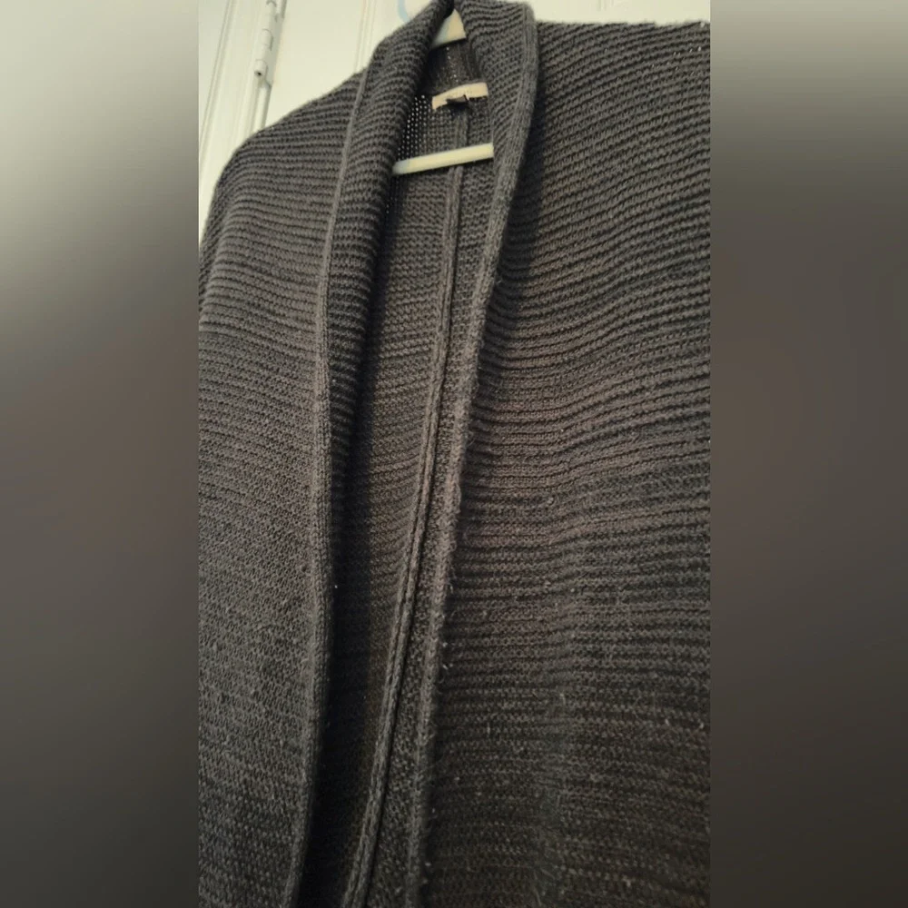 COZY CASUAL Chunky Cocoon Cardigan Open Front Woven Sweater Dark Brown & Black